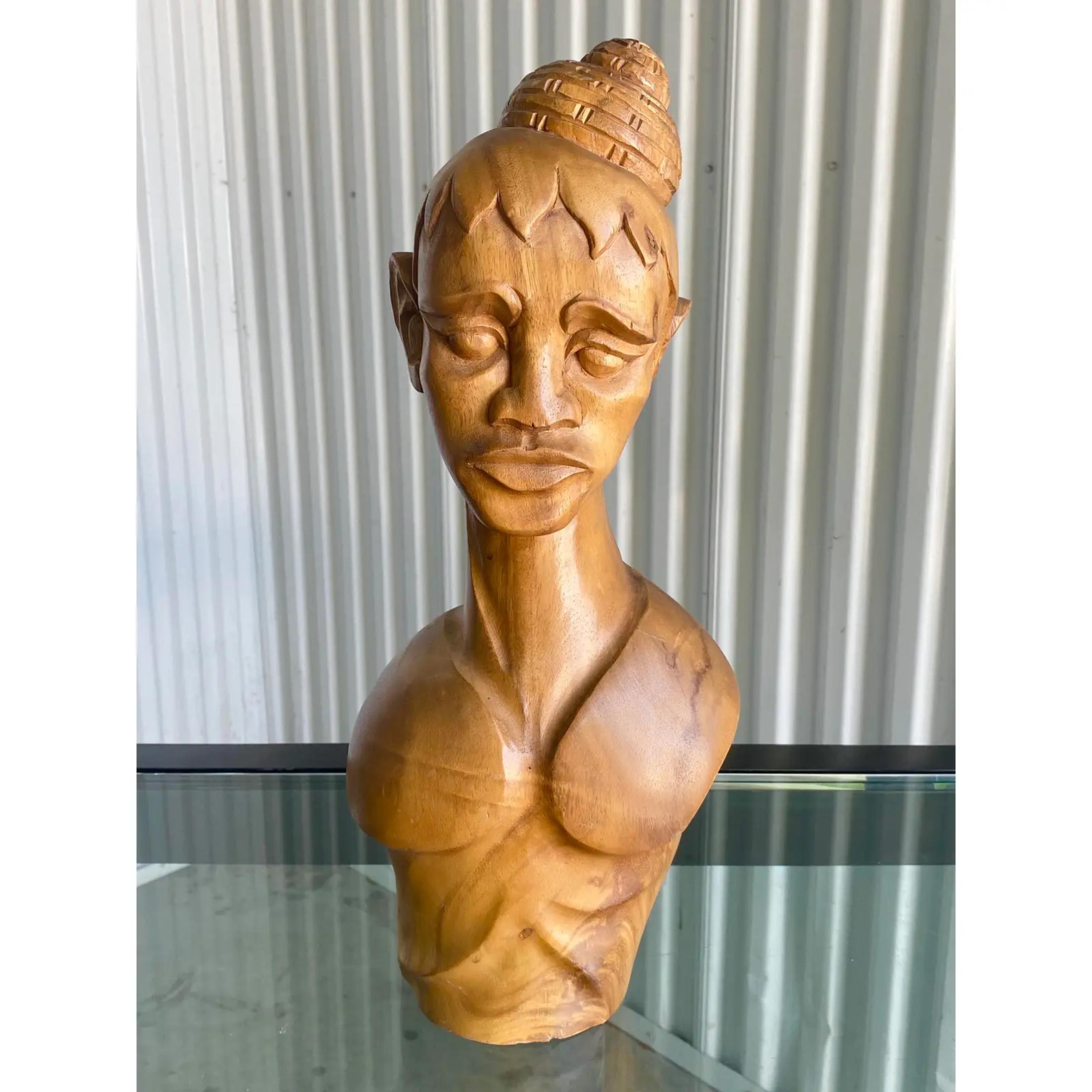 Buste de femme vintage sculpté à la main en vente 3