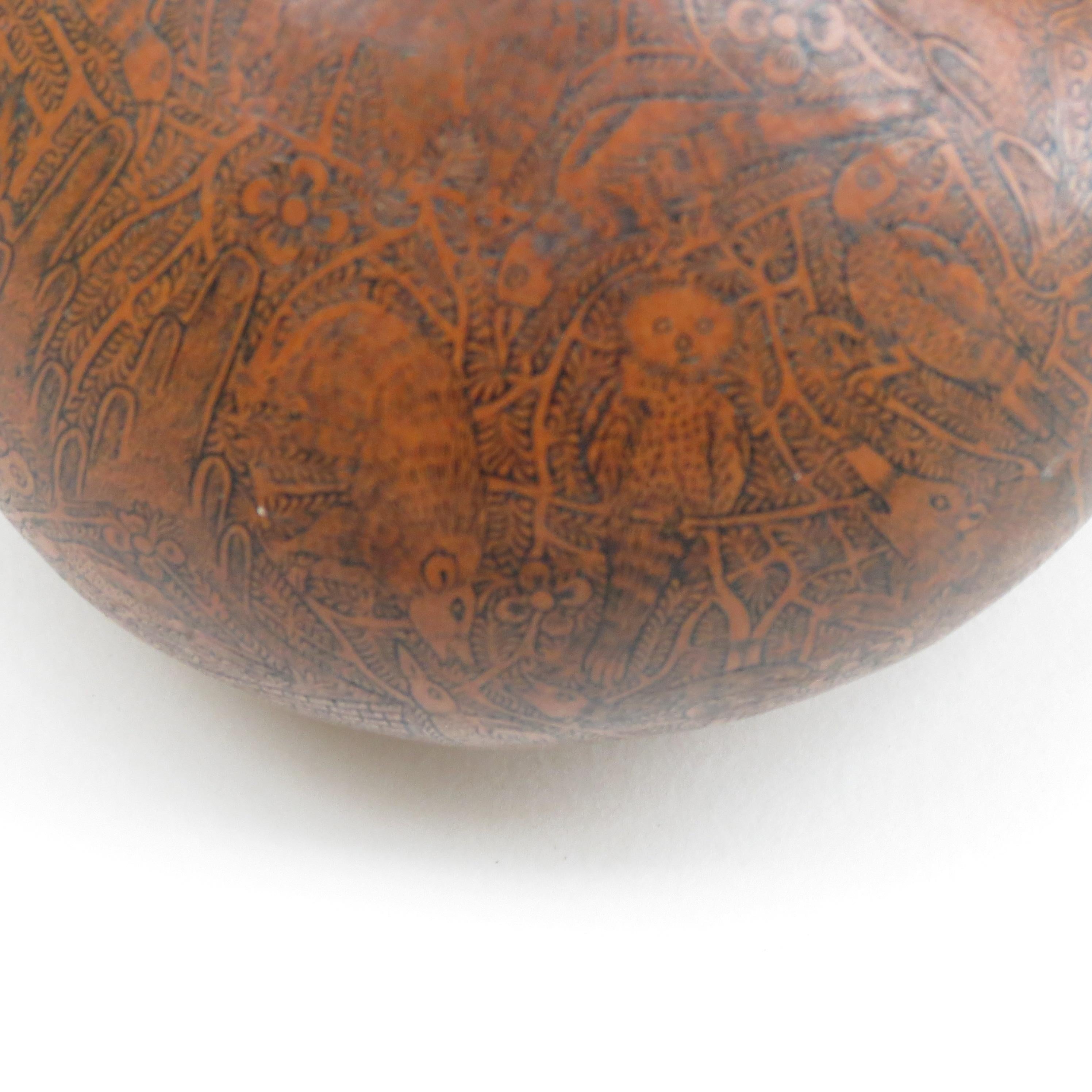 Vintage Hand Carved Gourd from South American 1