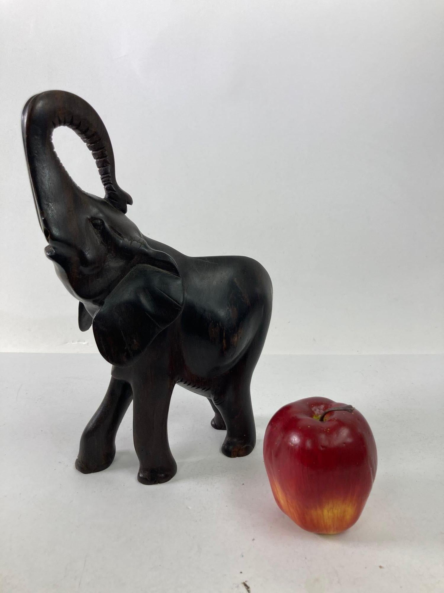 Vintage Hand Carved Hard-Wood Elephant Sculpture For Sale 6