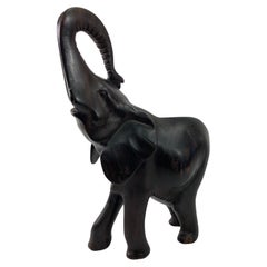 Vintage Hand Carved Hard-Wood Elephant Sculpture