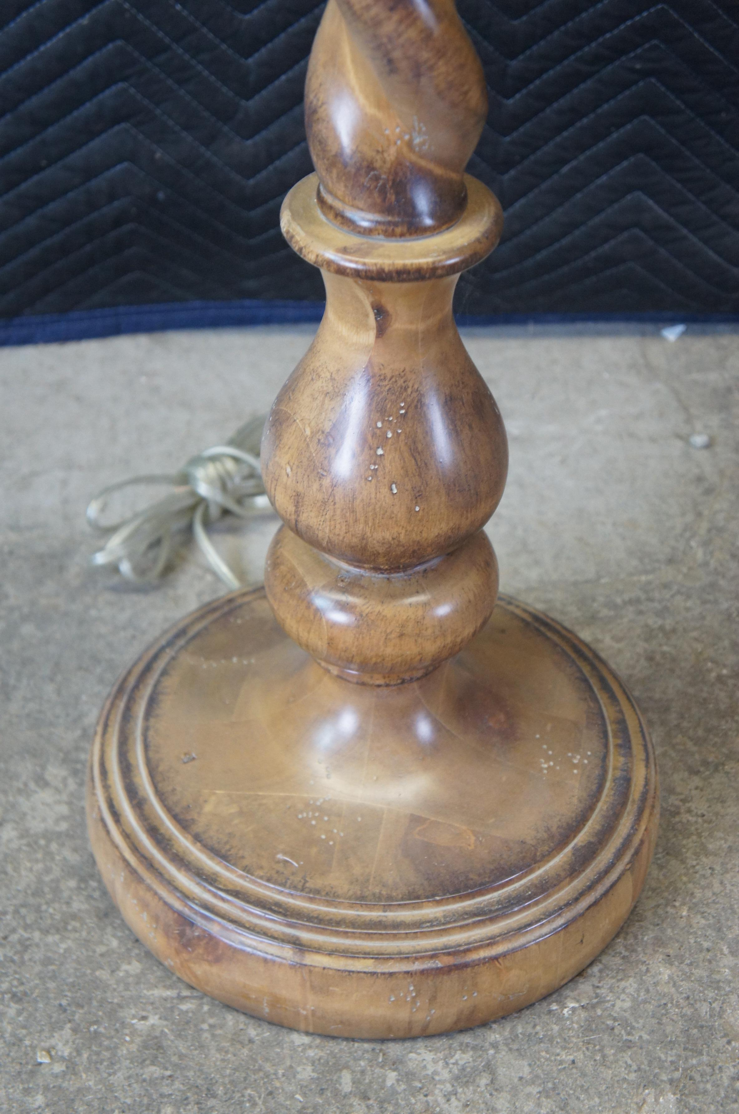 Hardwood Vintage Hand Carved Italian Barley Twist Floor Lamp Baluster Candlestick Light