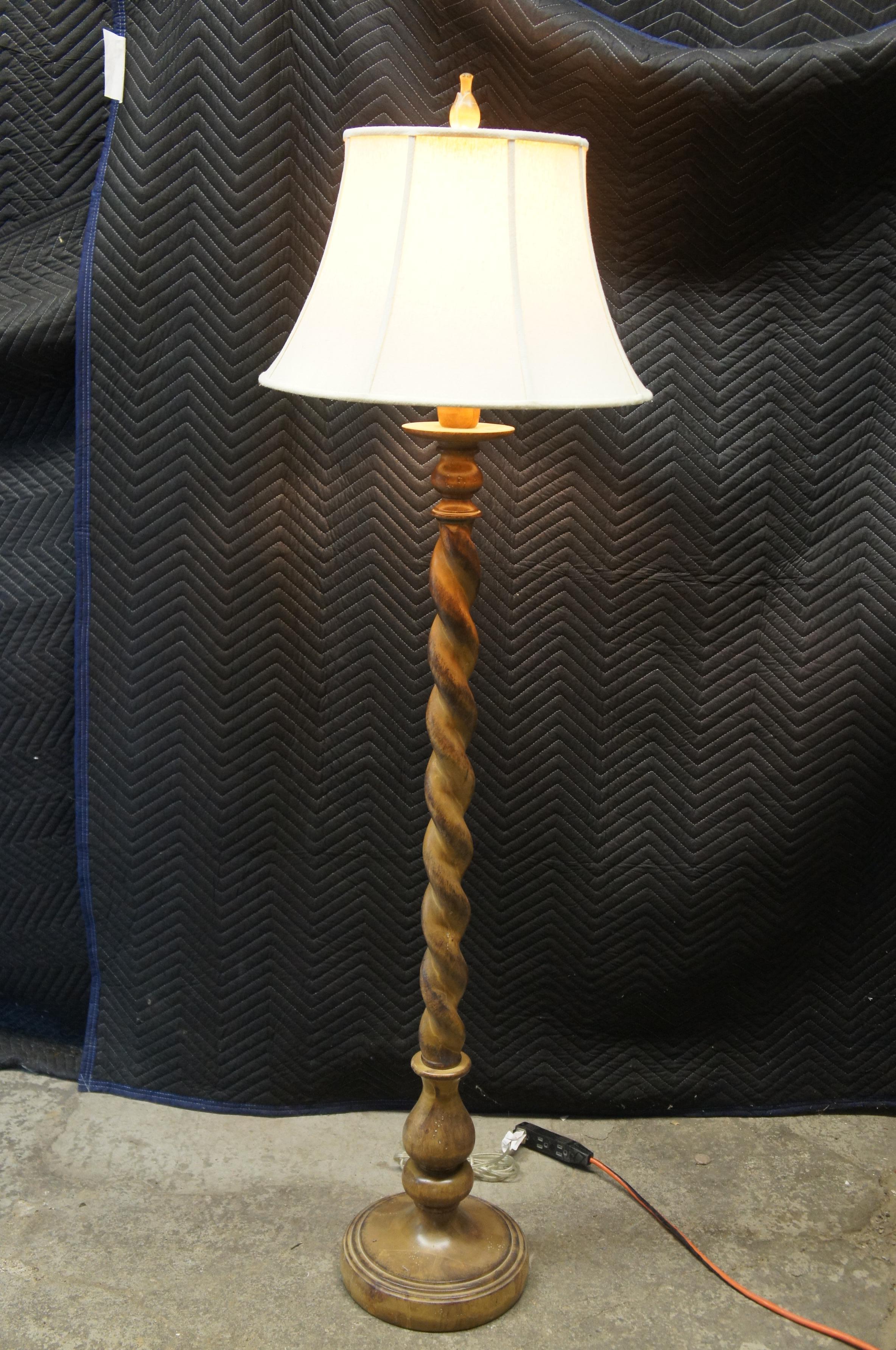 Vintage Hand Carved Italian Barley Twist Floor Lamp Baluster Candlestick Light 4