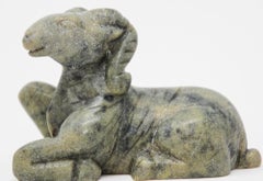 Vintage Hand Carved Jade Stone Egyptian Ram Amulet of Khnum