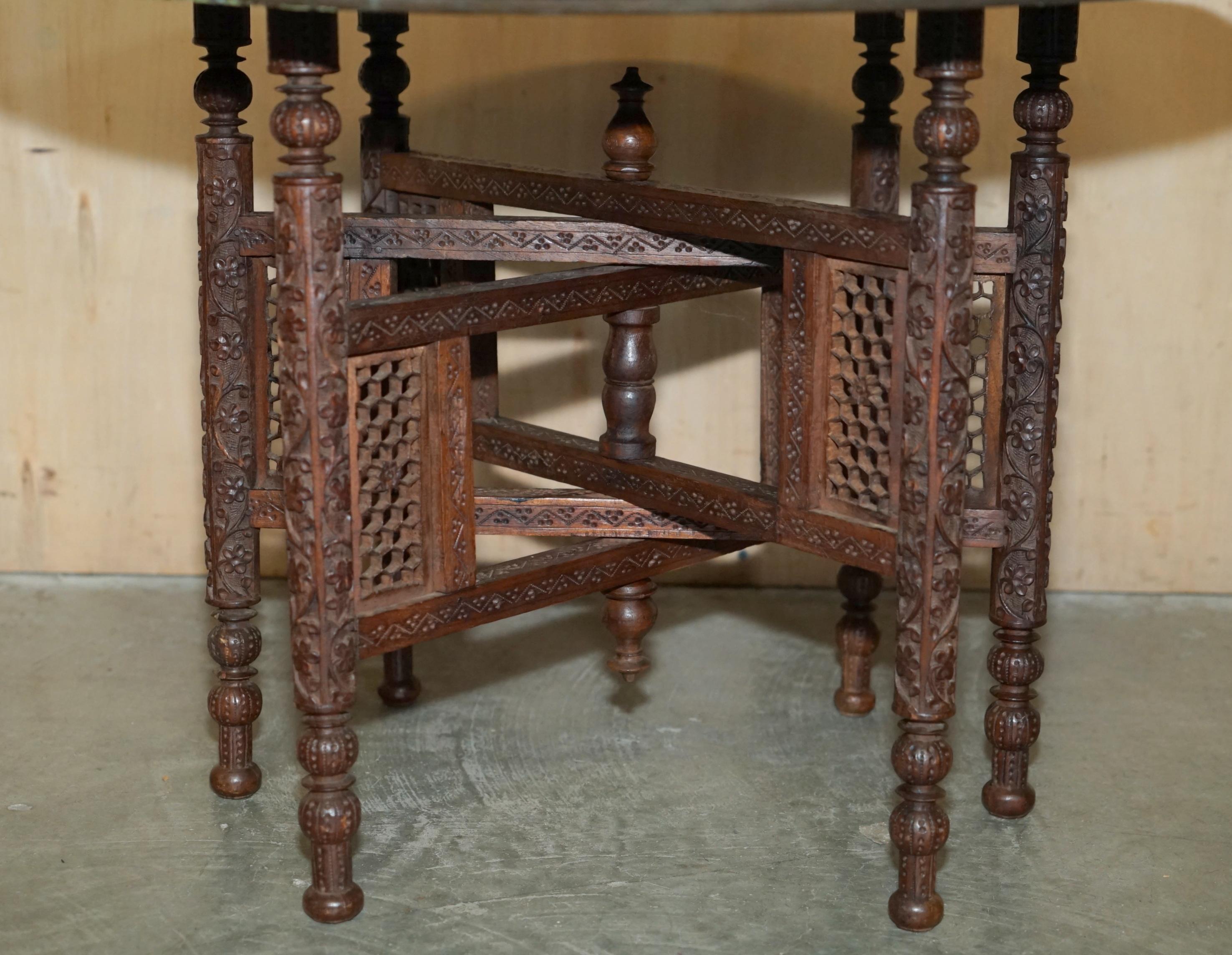 Moroccan ViNTAGE HAND CARVED LIBERTY'S LONDON MOROCCAN EXTRA LARGE FOLDING TRAY TABLE For Sale