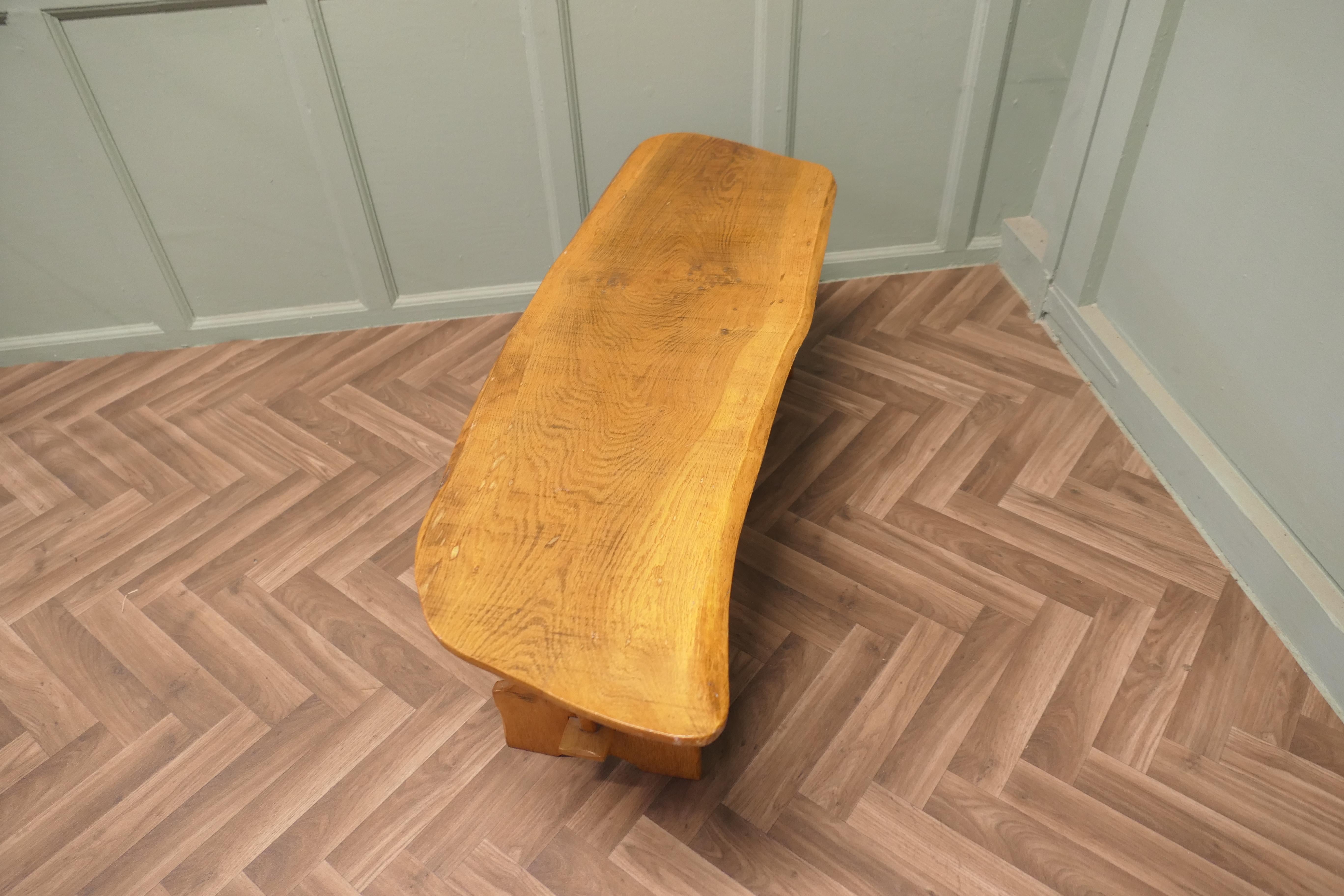 Vintage Hand Carved Live Edge Solid Plank Elm Coffee Table In Good Condition For Sale In Godshill, Isle of Wight