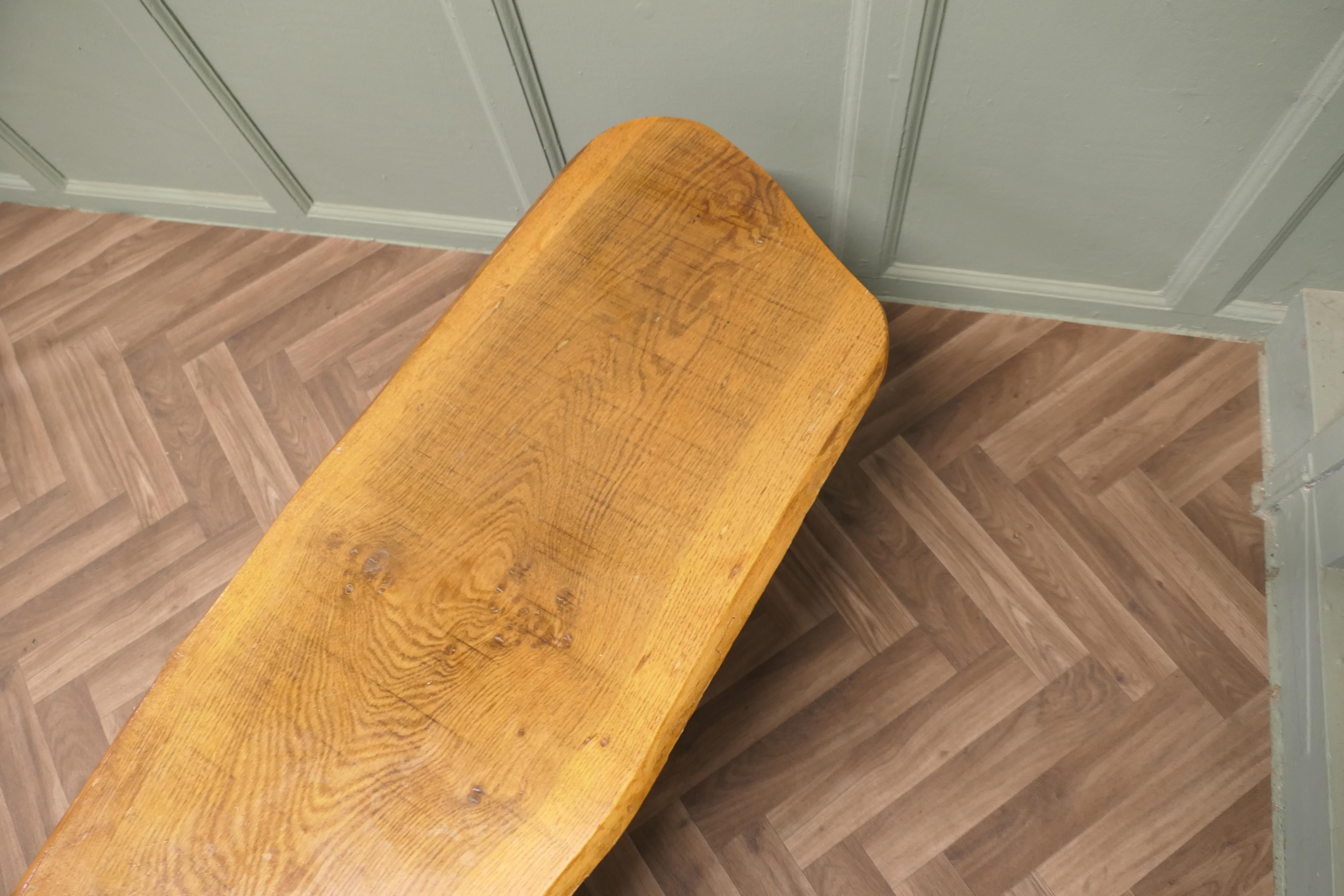 Mid-20th Century Vintage Hand Carved Live Edge Solid Plank Elm Coffee Table For Sale