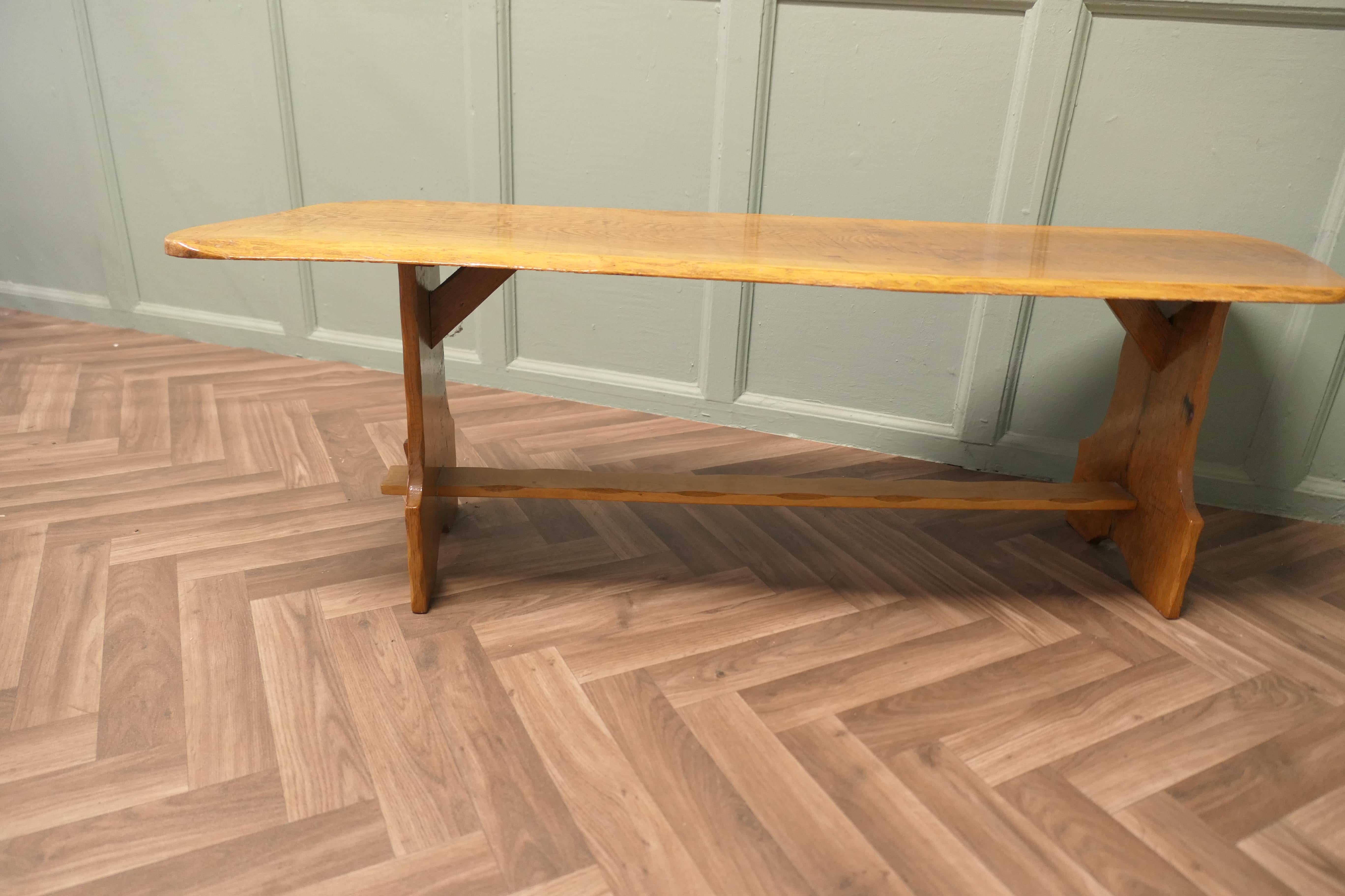 Vintage Hand Carved Live Edge Solid Plank Elm Coffee Table For Sale 1
