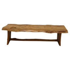 Vintage Hand geschnitzt Live Edge massiv Planke Ulme Couchtisch