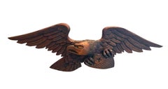 Vintage Hand-Carved Mahogany Eagle with Shield