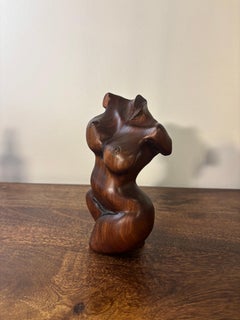 Vintage Hand Carved Mahogany Female Torso Sculpture