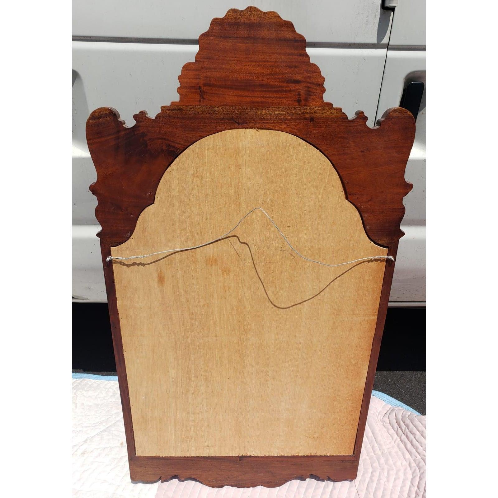 Vintage Hand-Carved Mahogany Frame Wall Mirror In Excellent Condition In Germantown, MD