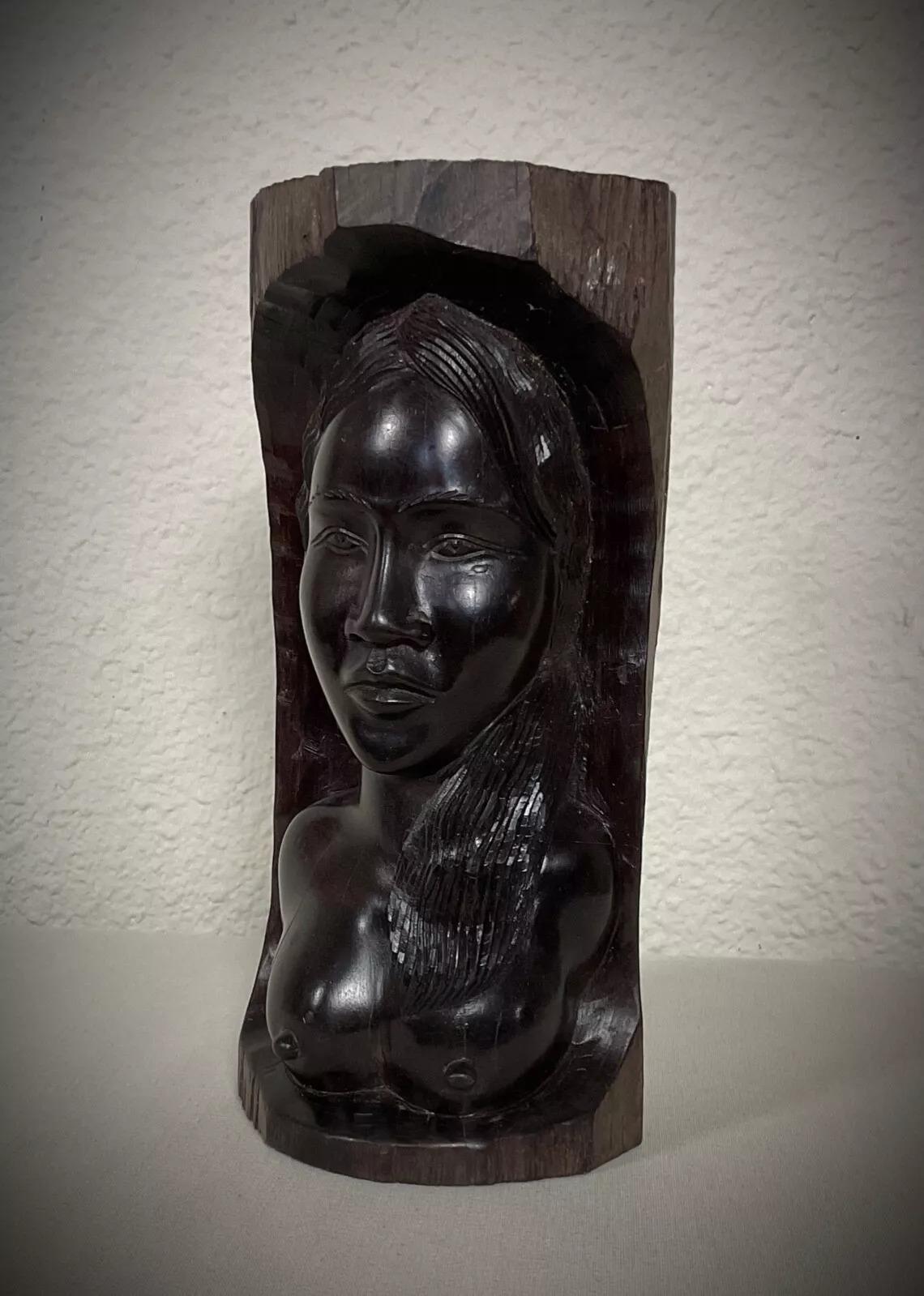 Mid-20th Century Vintage Hand-Carved Malagasy Ebony Wood Sculpture – Nude Female Figure - 2Y416