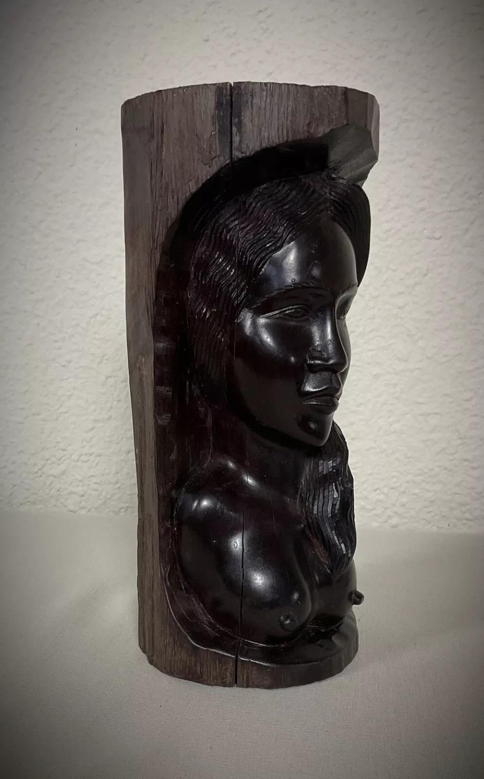 Vintage Hand-Carved Malagasy Ebony Wood Sculpture – Nude Female Figure - 2Y416 1