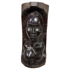 Vintage Hand-Carved Malagasy Ebony Wood Sculpture – Nude Female Figure - 2Y416
