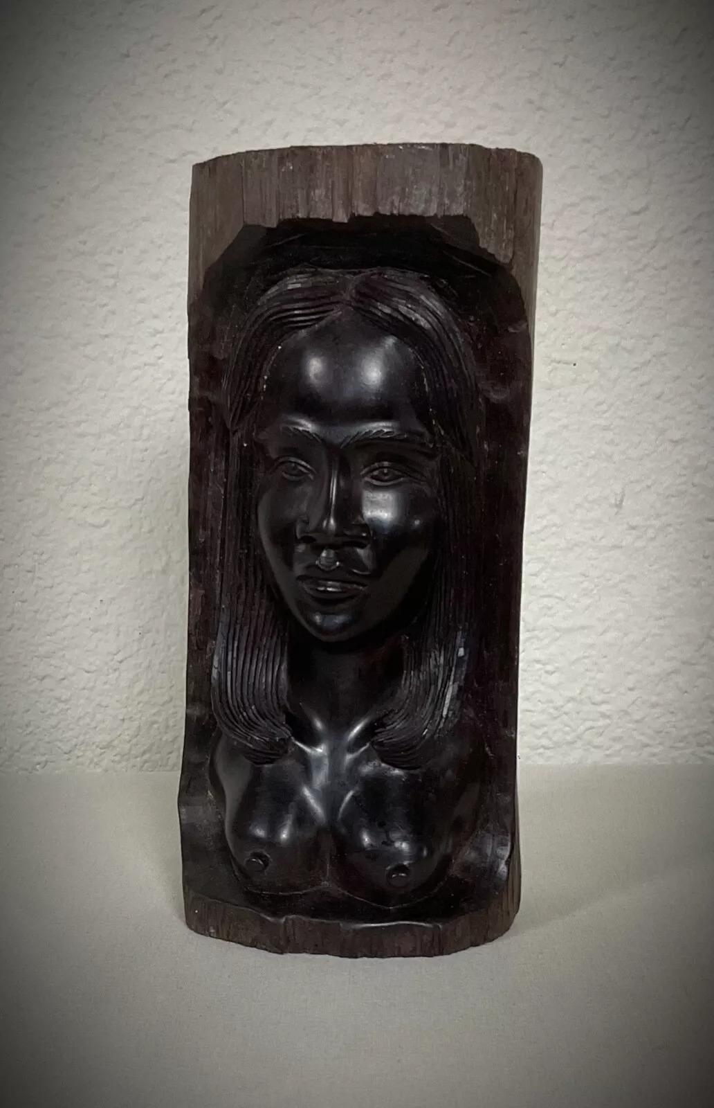 Vintage Hand geschnitzt Madagaskar Ebenholz Wood Sculpture - Nude Female Figure - 2Y417 im Angebot 1
