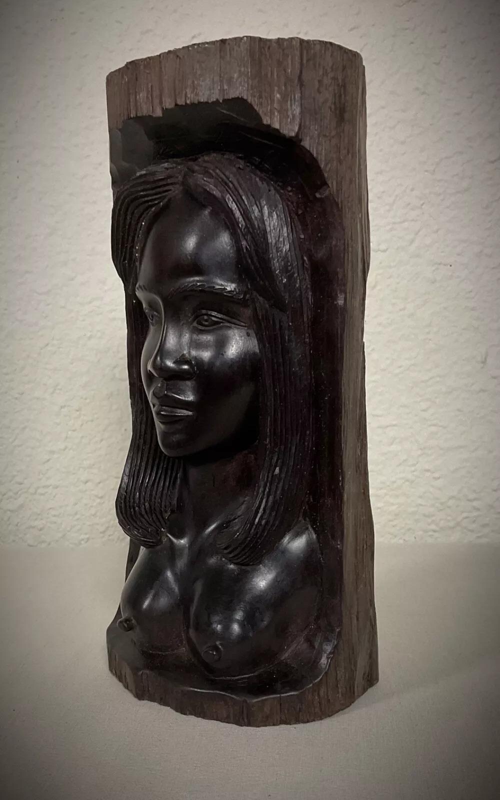Vintage Hand geschnitzt Madagaskar Ebenholz Wood Sculpture - Nude Female Figure - 2Y417 im Angebot 3