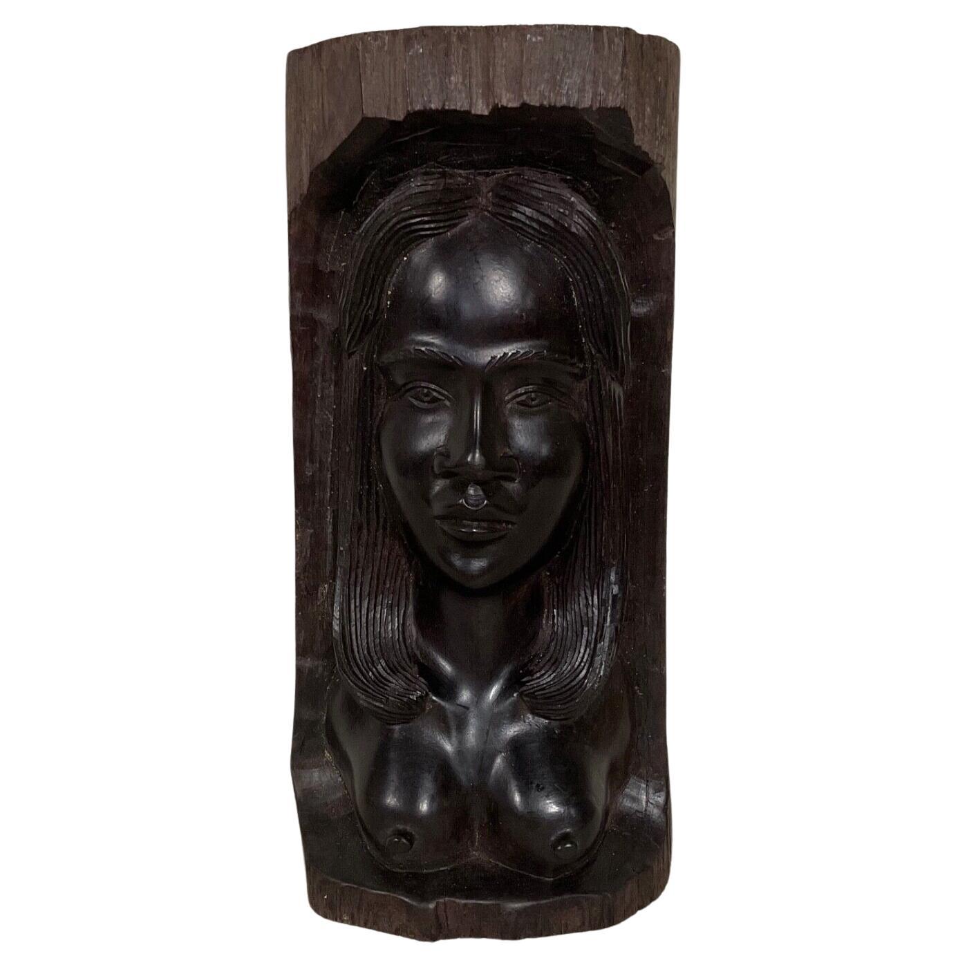 Vintage Hand geschnitzt Madagaskar Ebenholz Wood Sculpture - Nude Female Figure - 2Y417