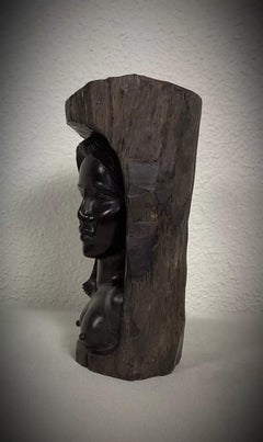 Scultura vintage in legno di ebano malgascio intagliata a mano - Figura femminile nuda - 2Y419