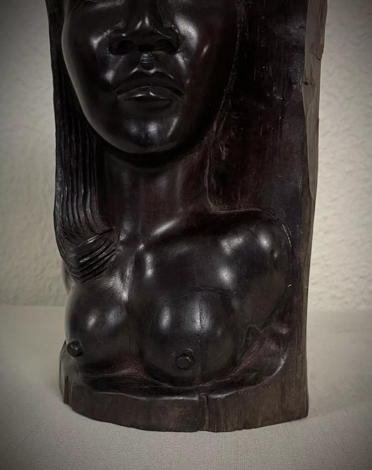 Mid-20th Century Vintage Hand-Carved Malagasy Ebony Wood Sculpture – Nude Female Figure - 2Y419 For Sale