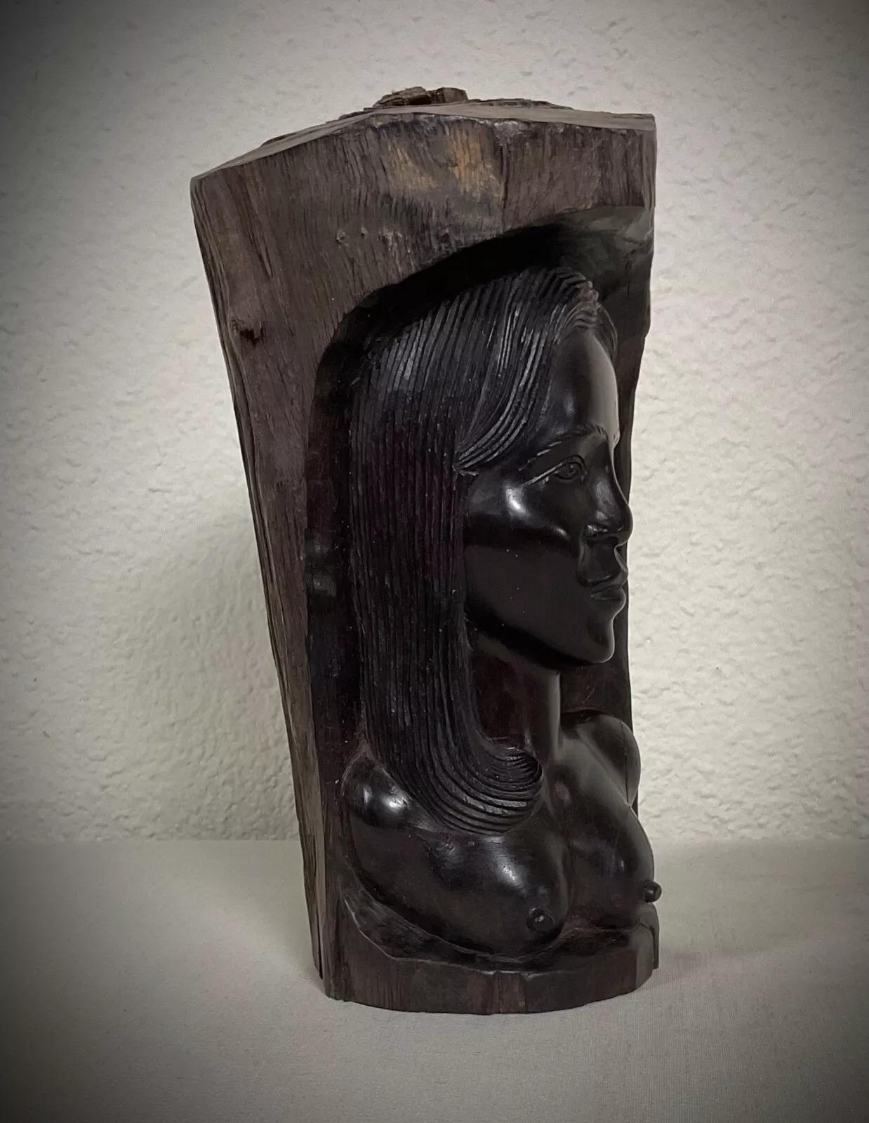 Vintage Hand-Carved Malagasy Ebony Wood Sculpture – Nude Female Figure - 2Y419 For Sale 1