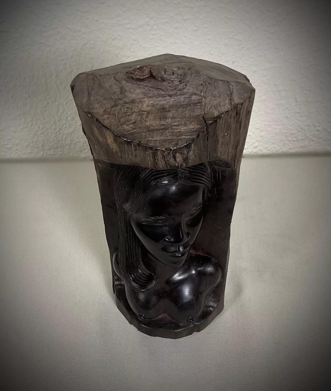 Vintage Hand-Carved Malagasy Ebony Wood Sculpture – Nude Female Figure - 2Y419 For Sale 5