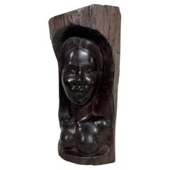 Vintage Hand geschnitzt Malagasy Ebenholz Wood Sculpture - Nude Female Figure - 2Y419