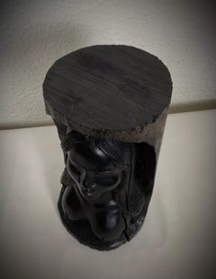 Vintage Hand-Carved Malagasy Ebony Wood Sculpture – Nude Woman, Signed - 2Y421