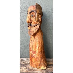 Vintage Hand Carved Man With Mustache