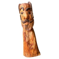 Vintage Hand Carved Man With Mustache