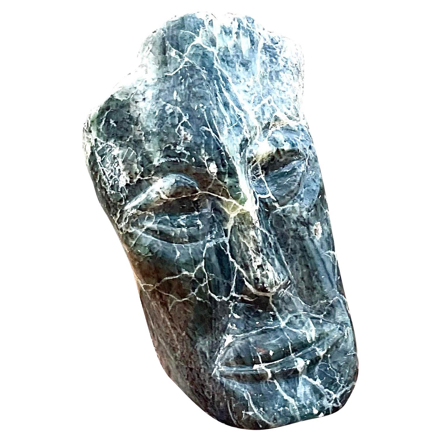 Vintage Hand Carved Marble Face Sculpture