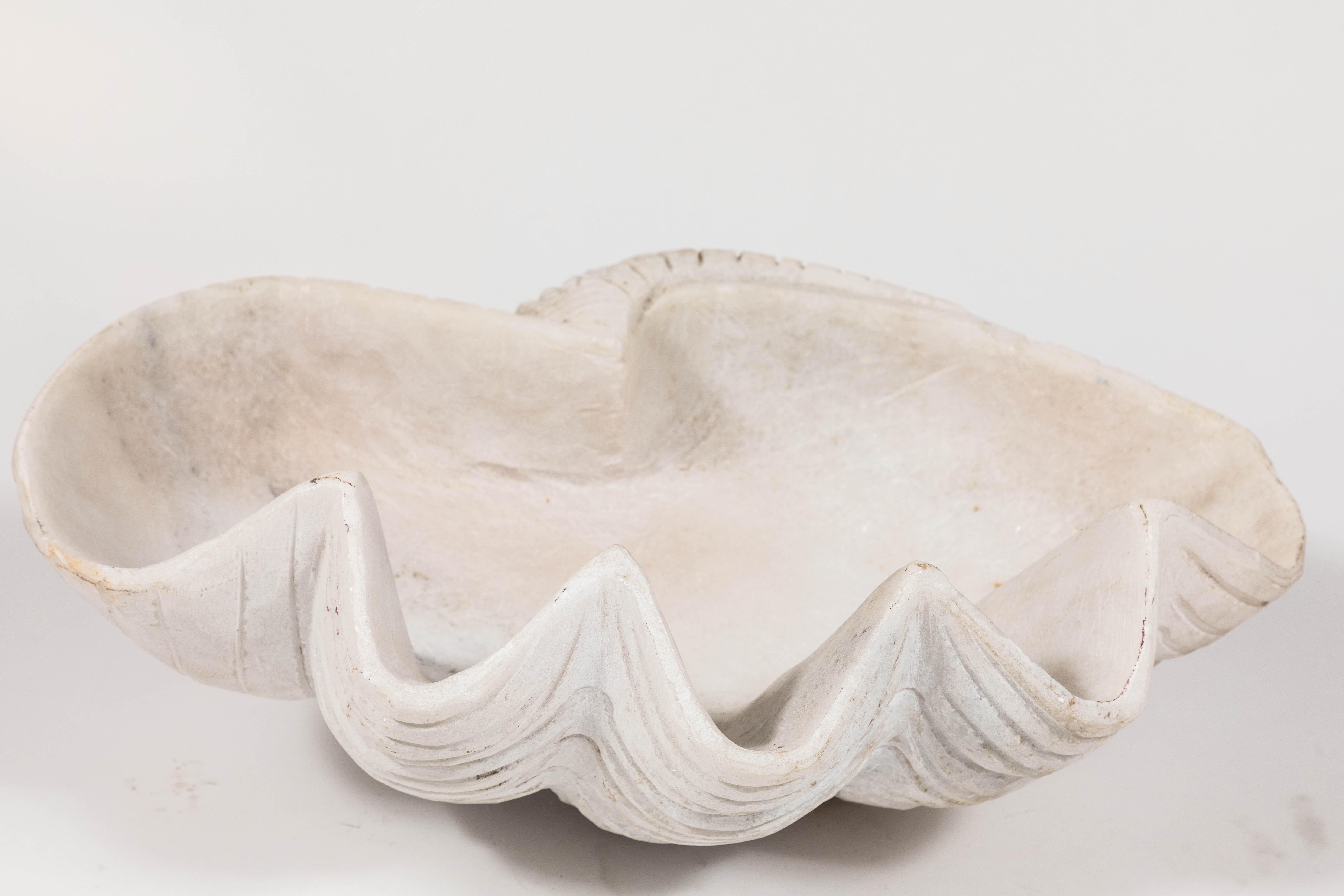 Vintage Hand Carved Marble ‘Giant’ Clam Shell Bowl 3
