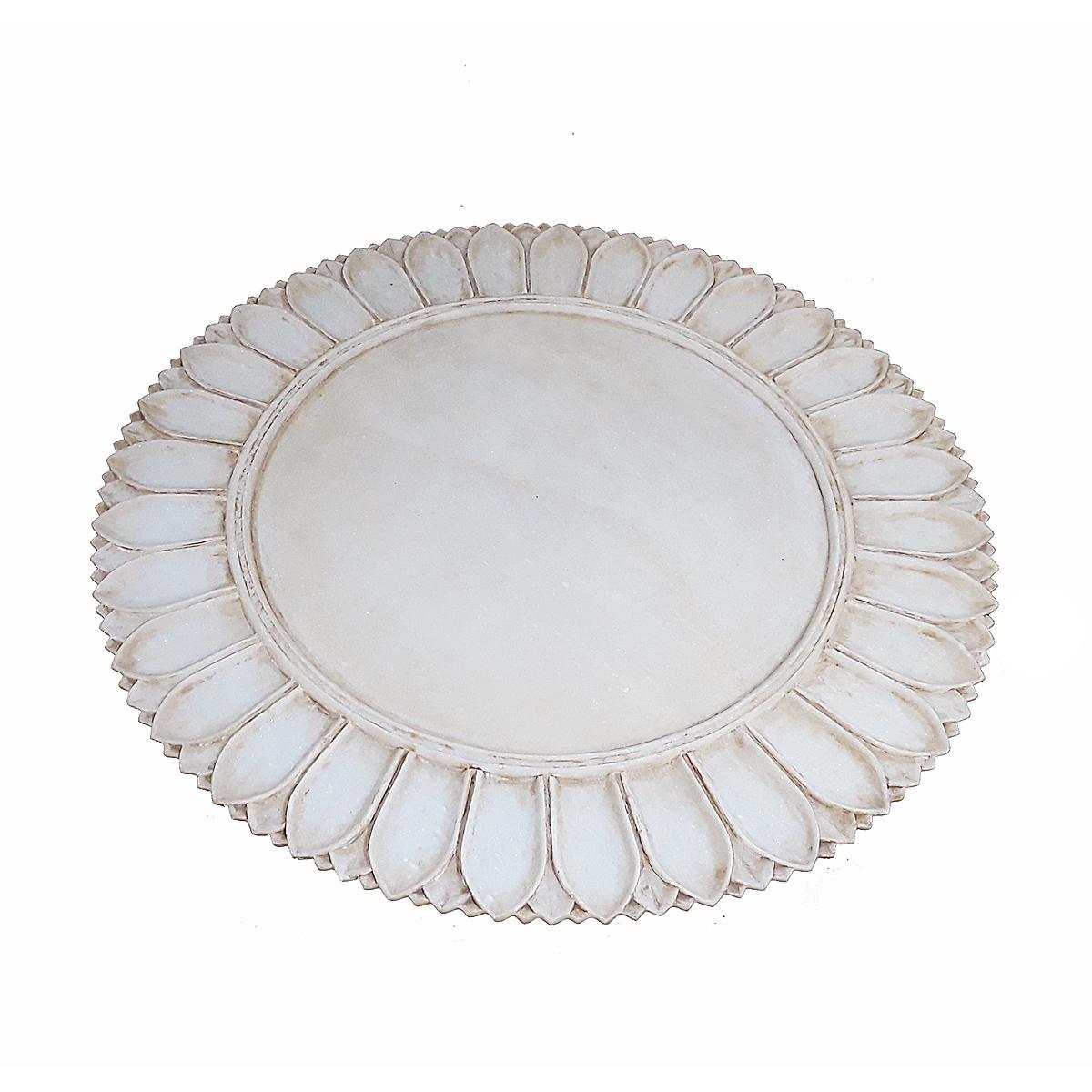 Anglo-Indian Vintage Hand Carved Marble Serving Plate, 24 inches