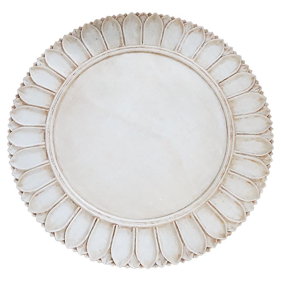 Vintage Hand Carved Marble Serving Plate, 24 inches