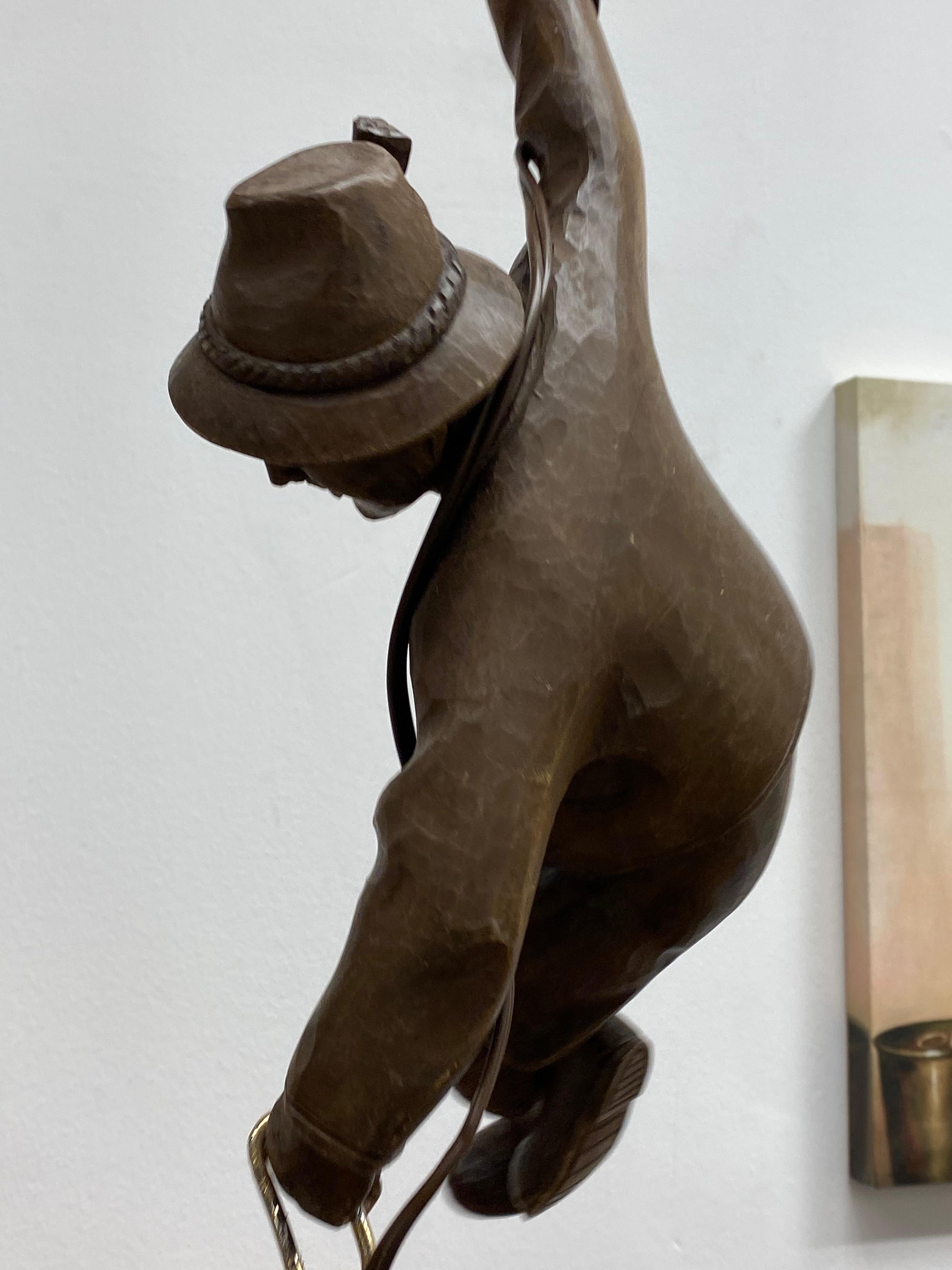 Vintage Hand Carved Mountain Climber or Mountaineer Pendant Light 8