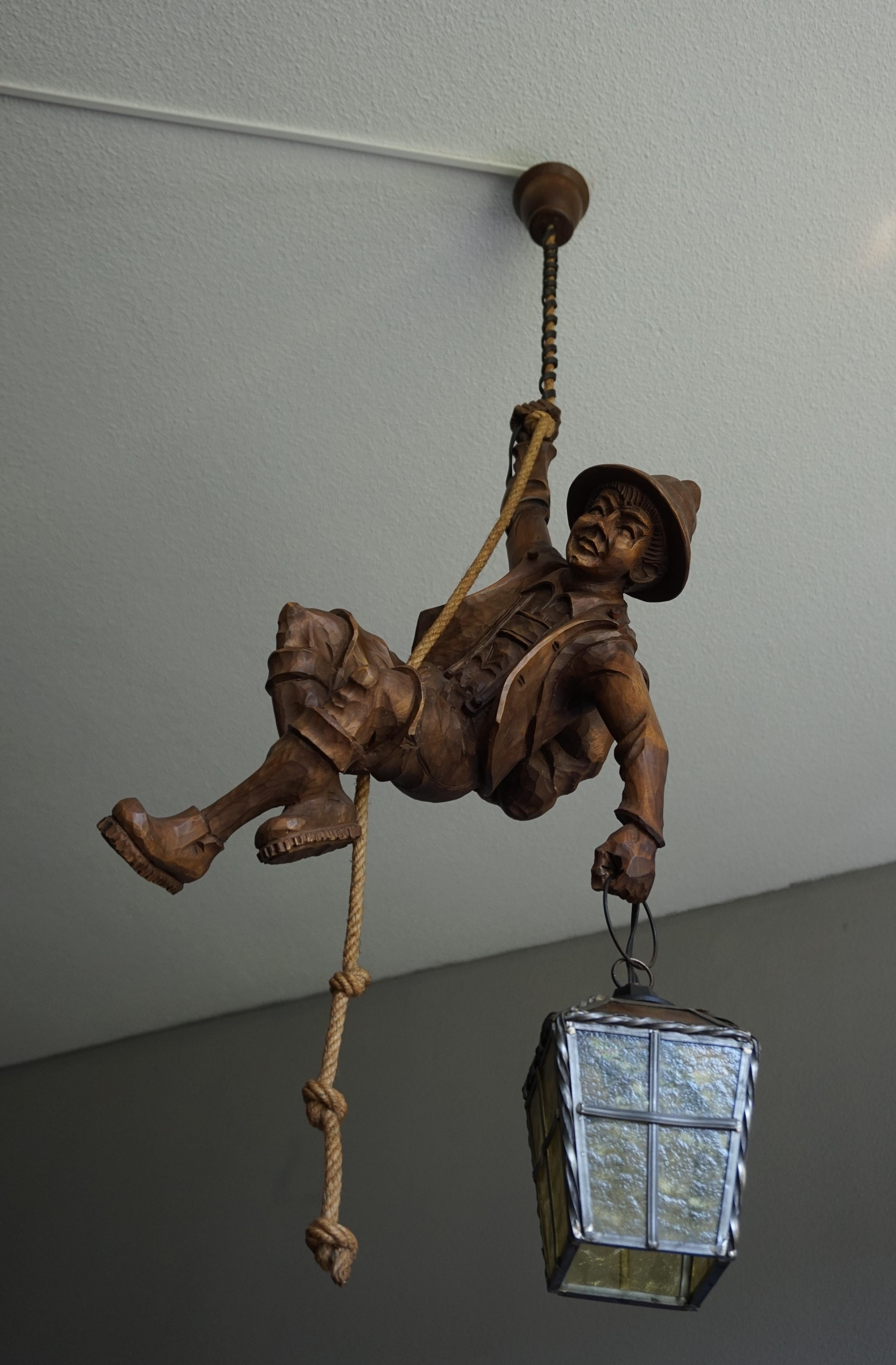 Rare and beautifully crafted light fixture for Black Forest and mountaineering enthousiasts.

This beautifully executed and sculptural light fixture will look great at home, but it can also create the perfect atmosphere in a lodge, a mancave, a