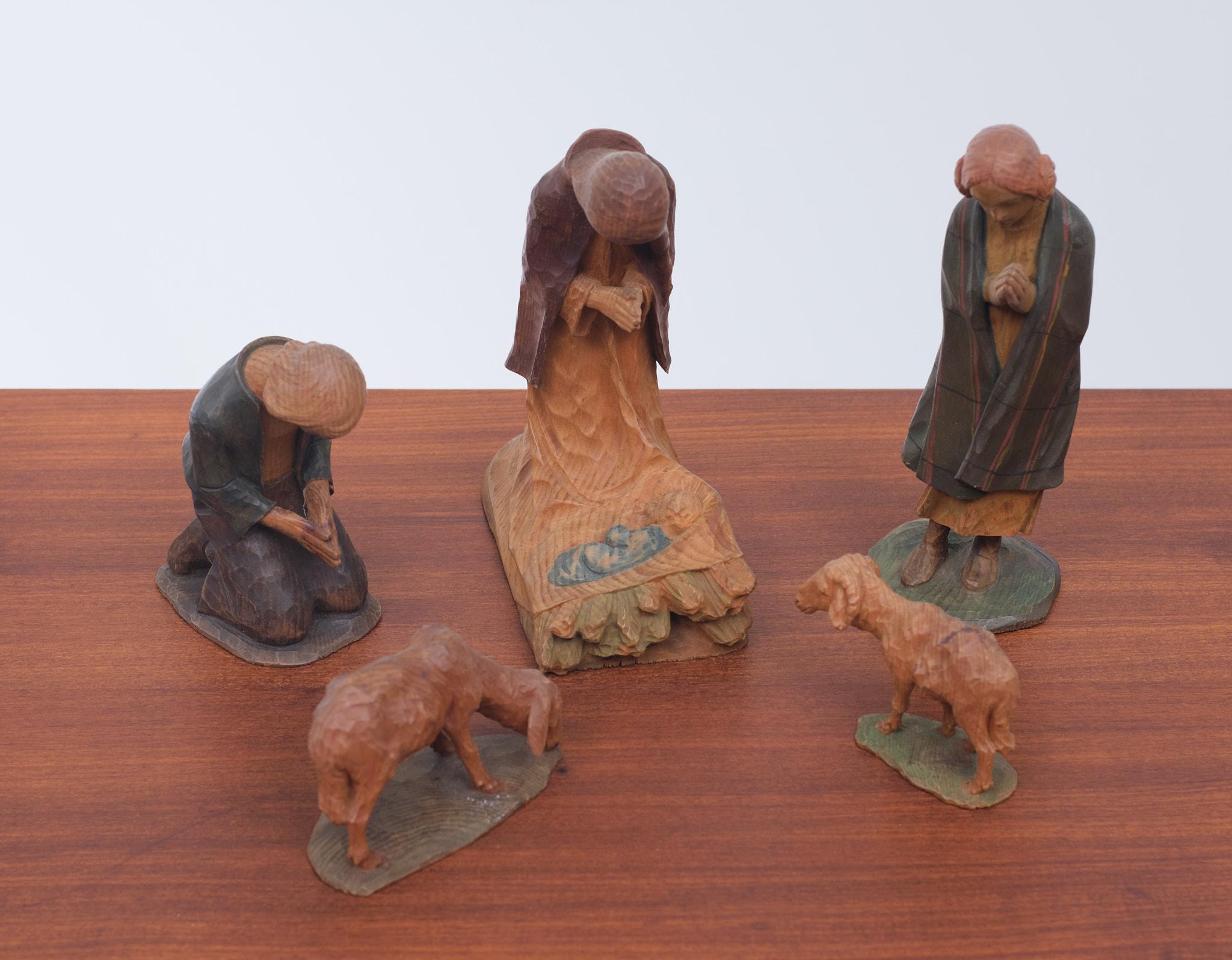 hand carved wooden nativity set from germany