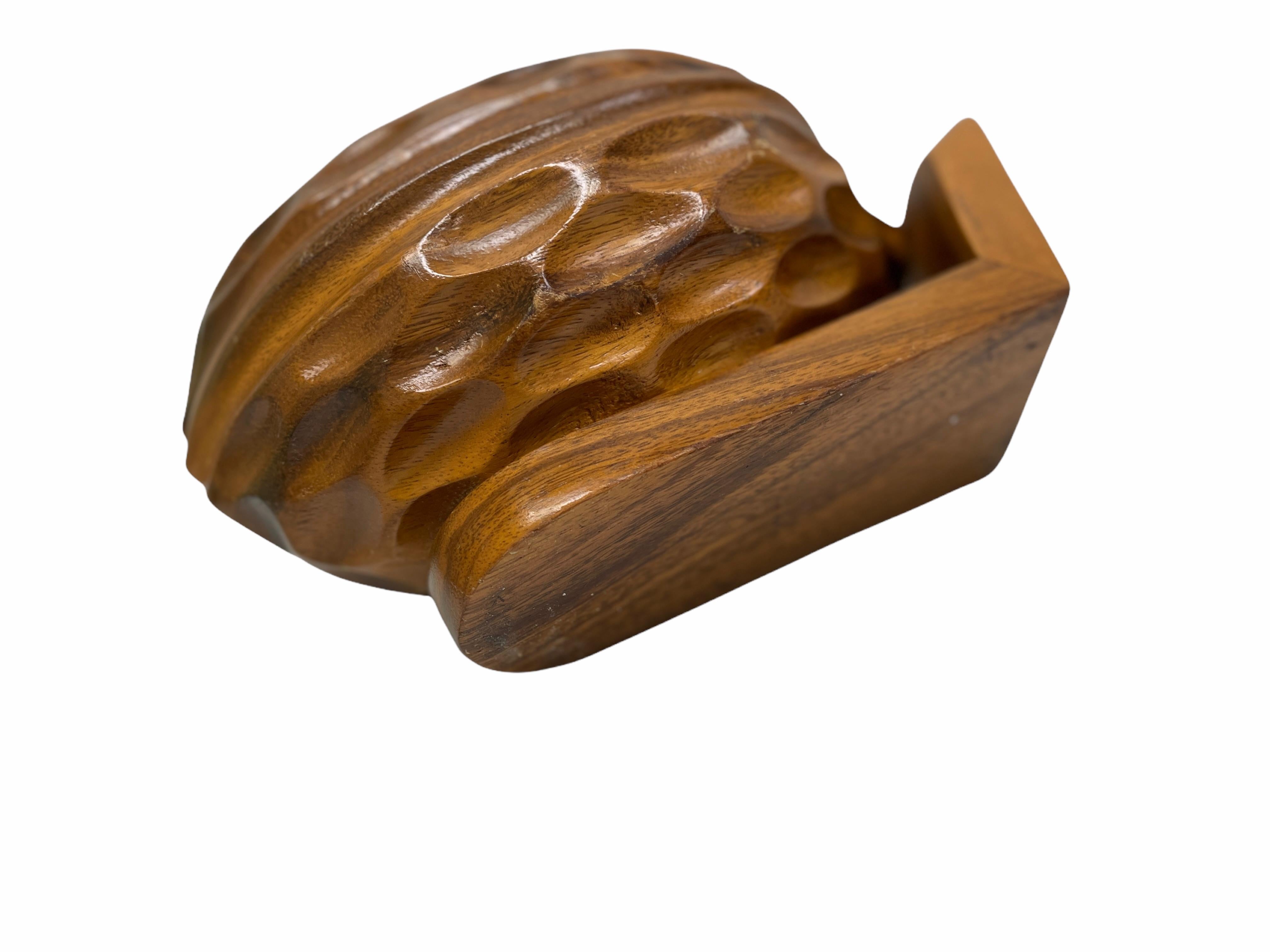 Folk Art Vintage Hand Carved Nut Woodenware Catchall, 1960s For Sale