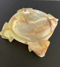 Vintage Hand Carved Onyx Marble Aztec Ashtray