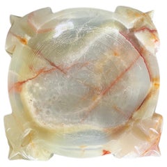 Vintage Hand Carved Onyx Marble Aztec Ashtray