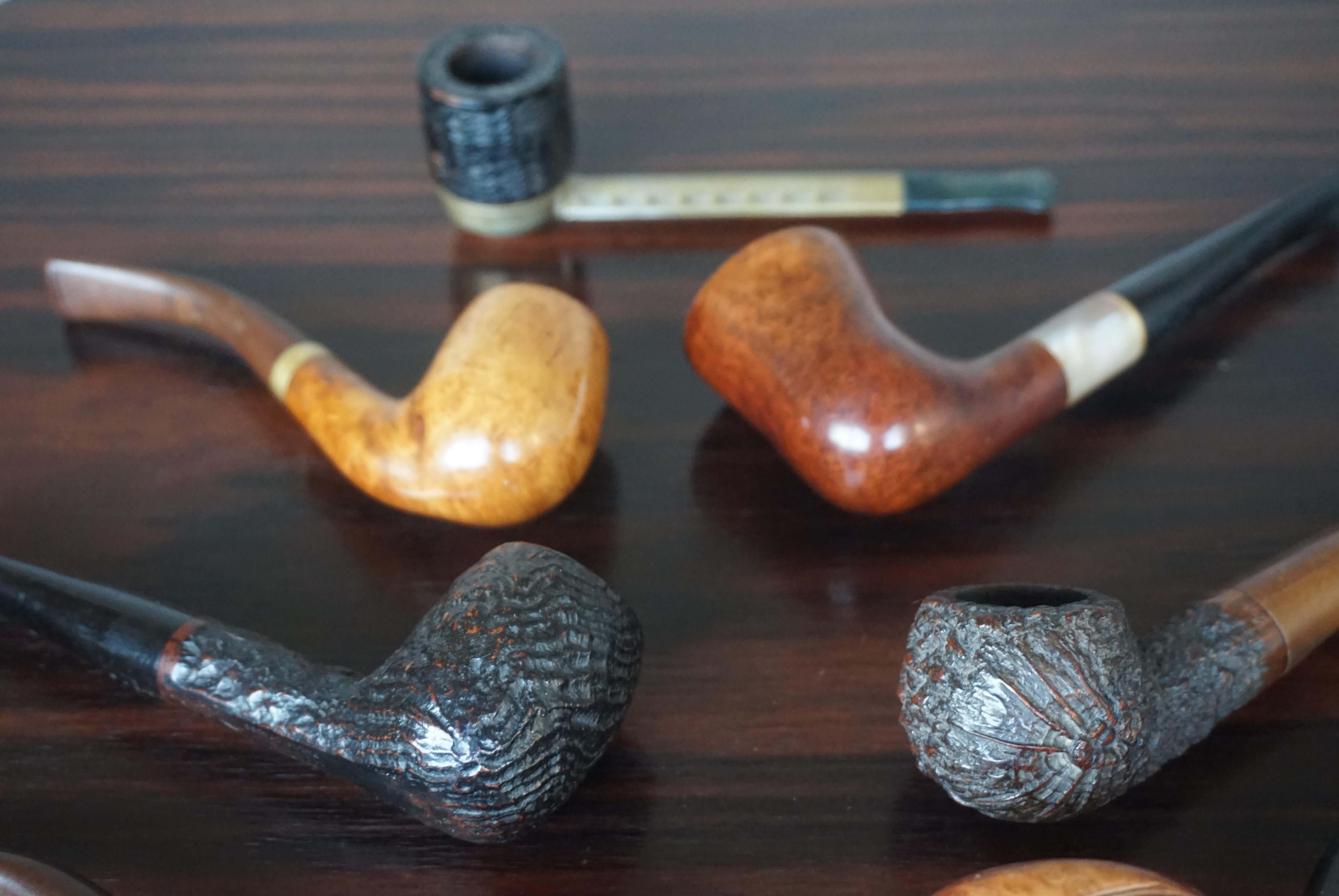 Vintage Hand Carved Pipe Collection Devil & Arab Sculptures and More Rare Pipes For Sale 6