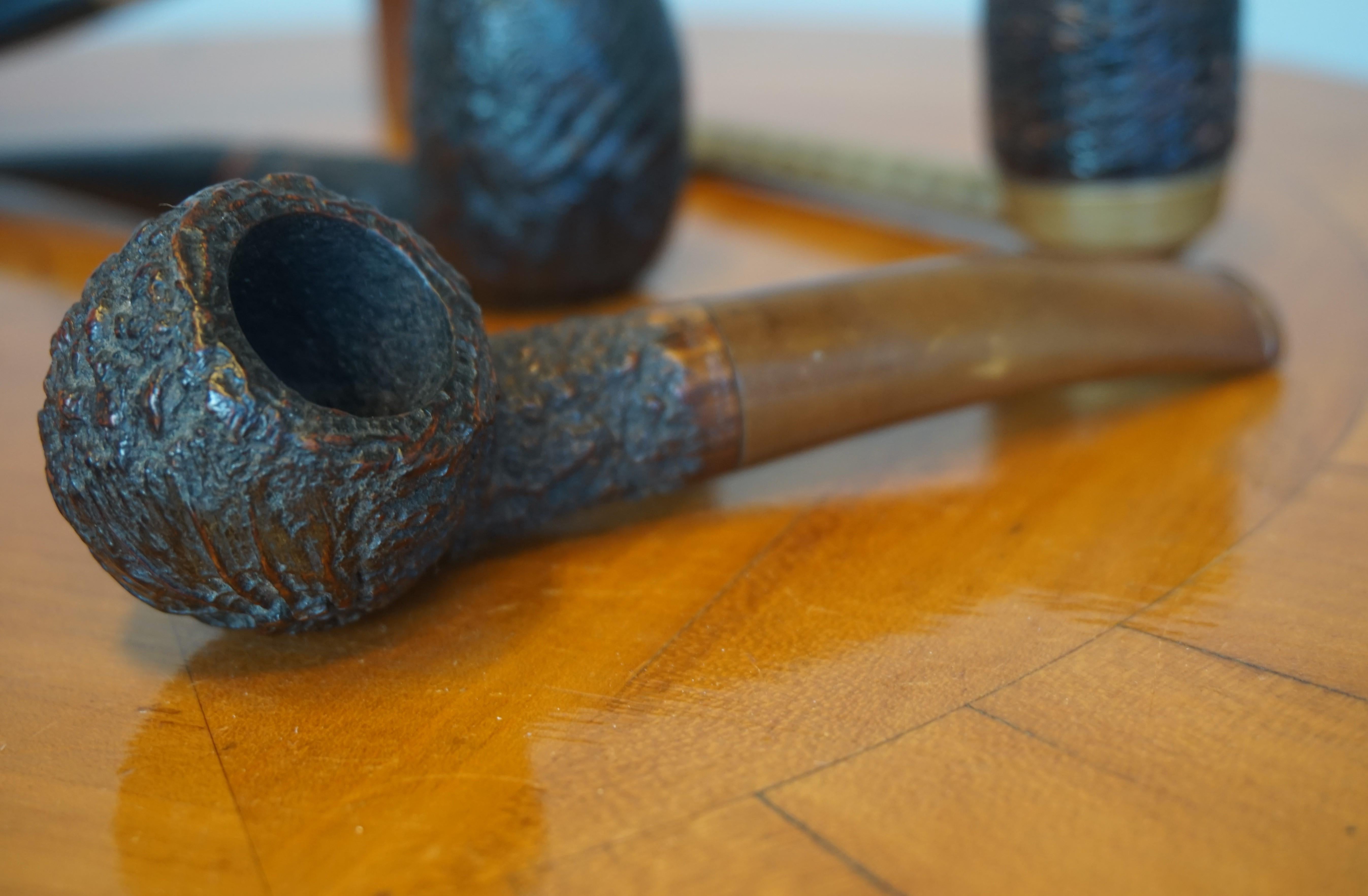 Vintage Hand Carved Pipe Collection Devil & Arab Sculptures and More Rare Pipes For Sale 7
