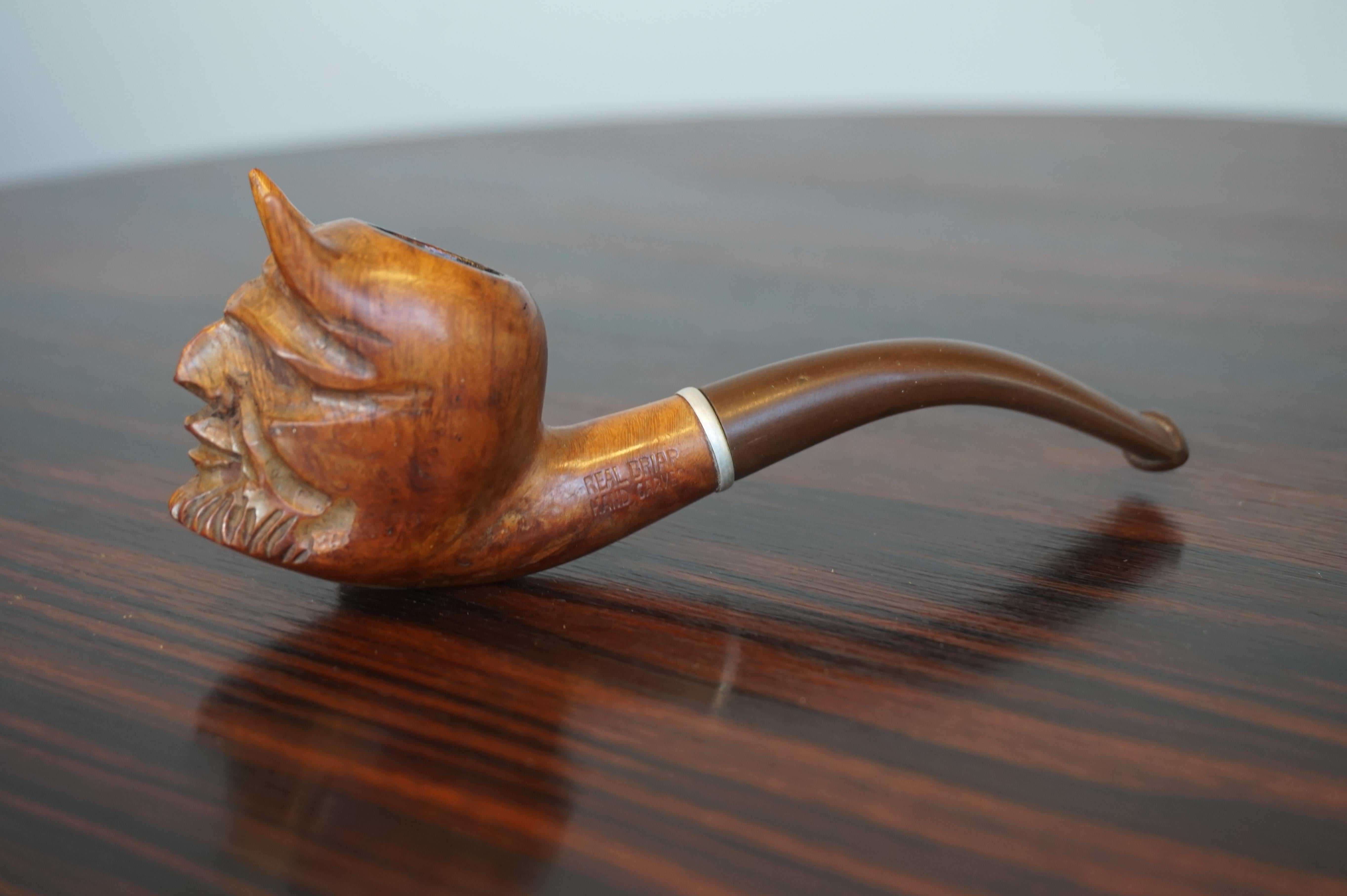 Vintage Hand Carved Pipe Collection Devil & Arab Sculptures and More Rare Pipes For Sale 10