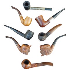 Collection de pipes vintage sculptées à la main, sculptées de diadèmes et d' arabes et autres pipes rares