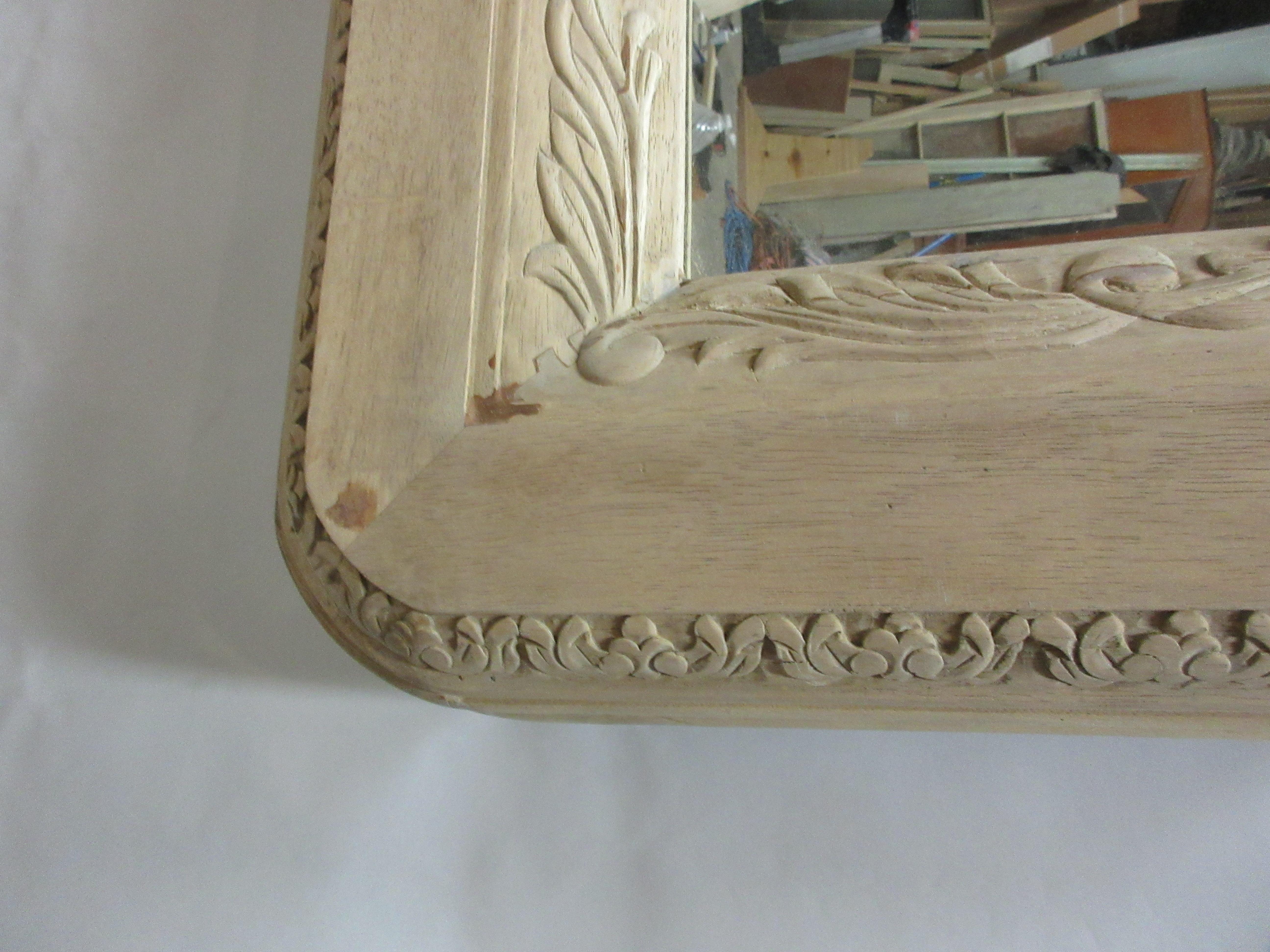 Vintage Hand Carved Rectangle Mirror For Sale 3