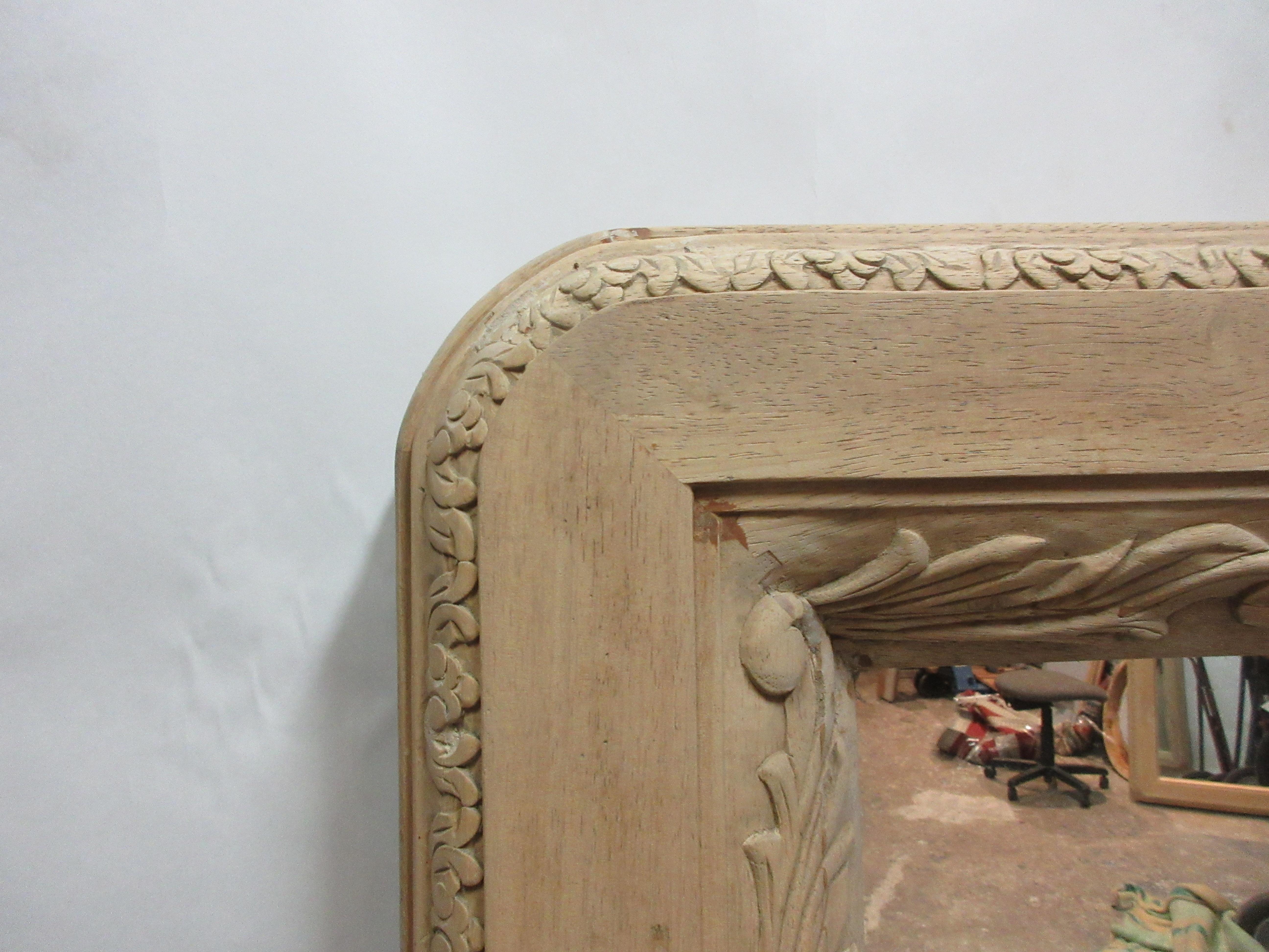 Other Vintage Hand Carved Rectangle Mirror For Sale