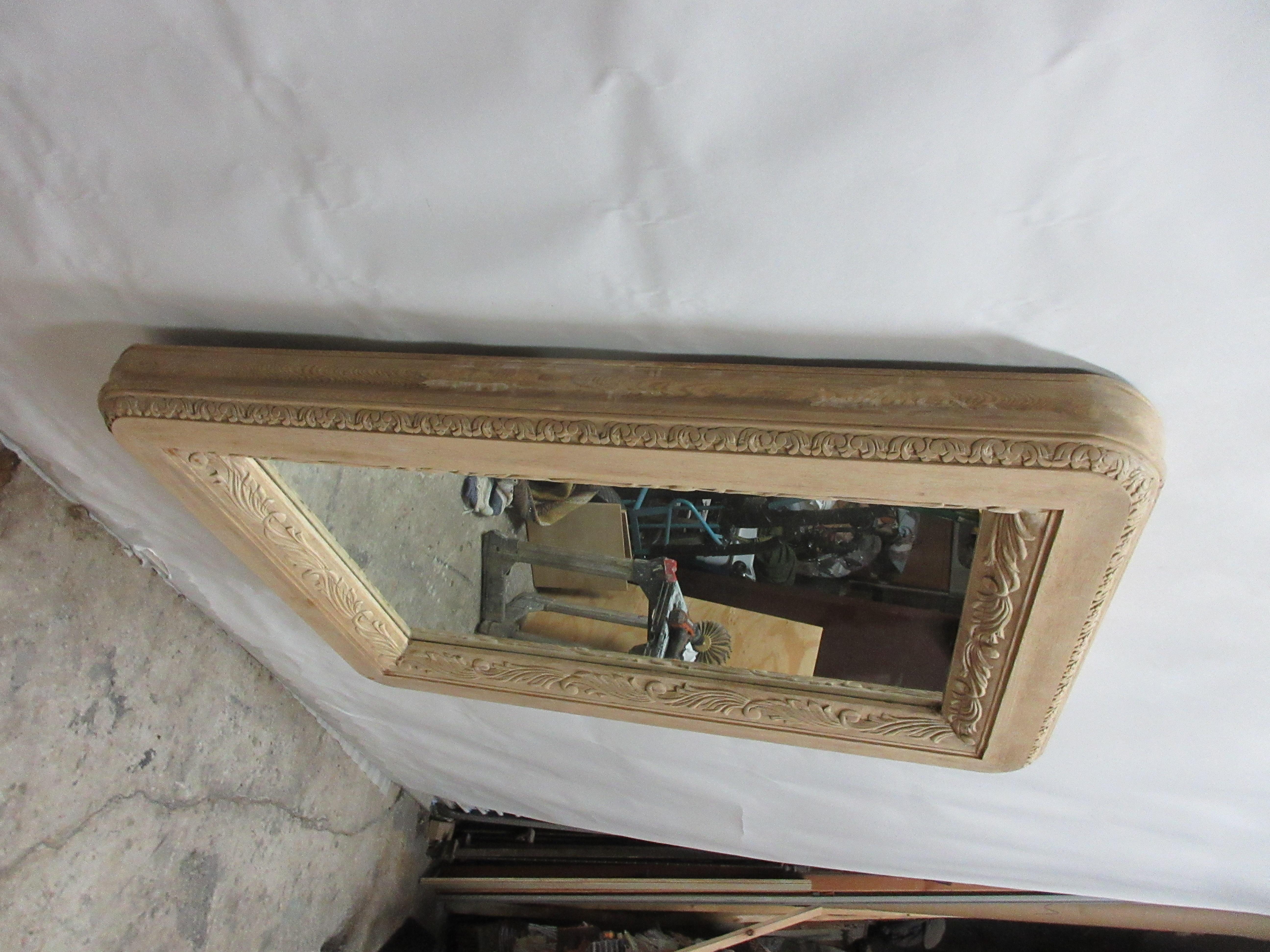 Swedish Vintage Hand Carved Rectangle Mirror For Sale