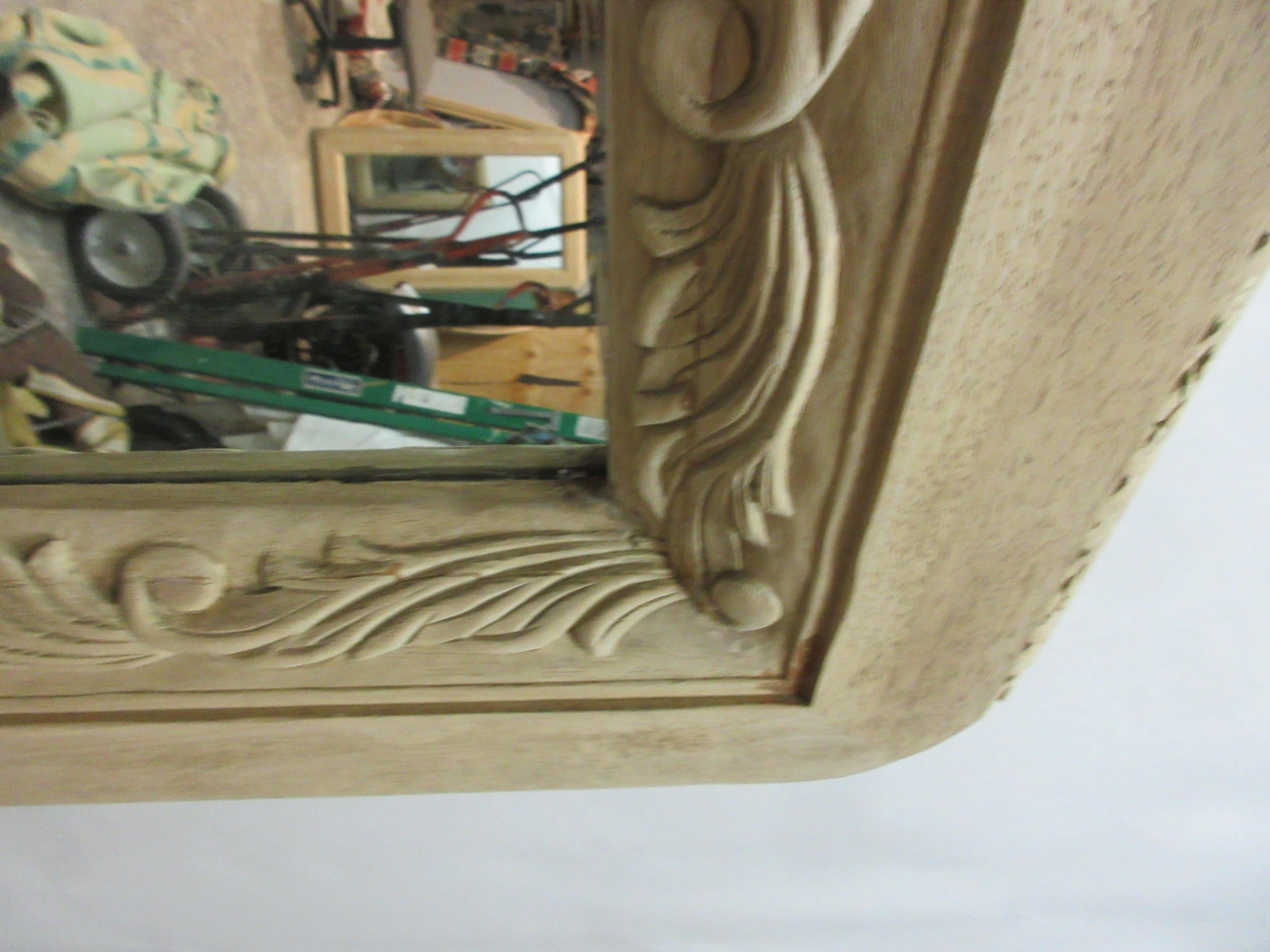 Late 20th Century Vintage Hand Carved Rectangle Mirror For Sale