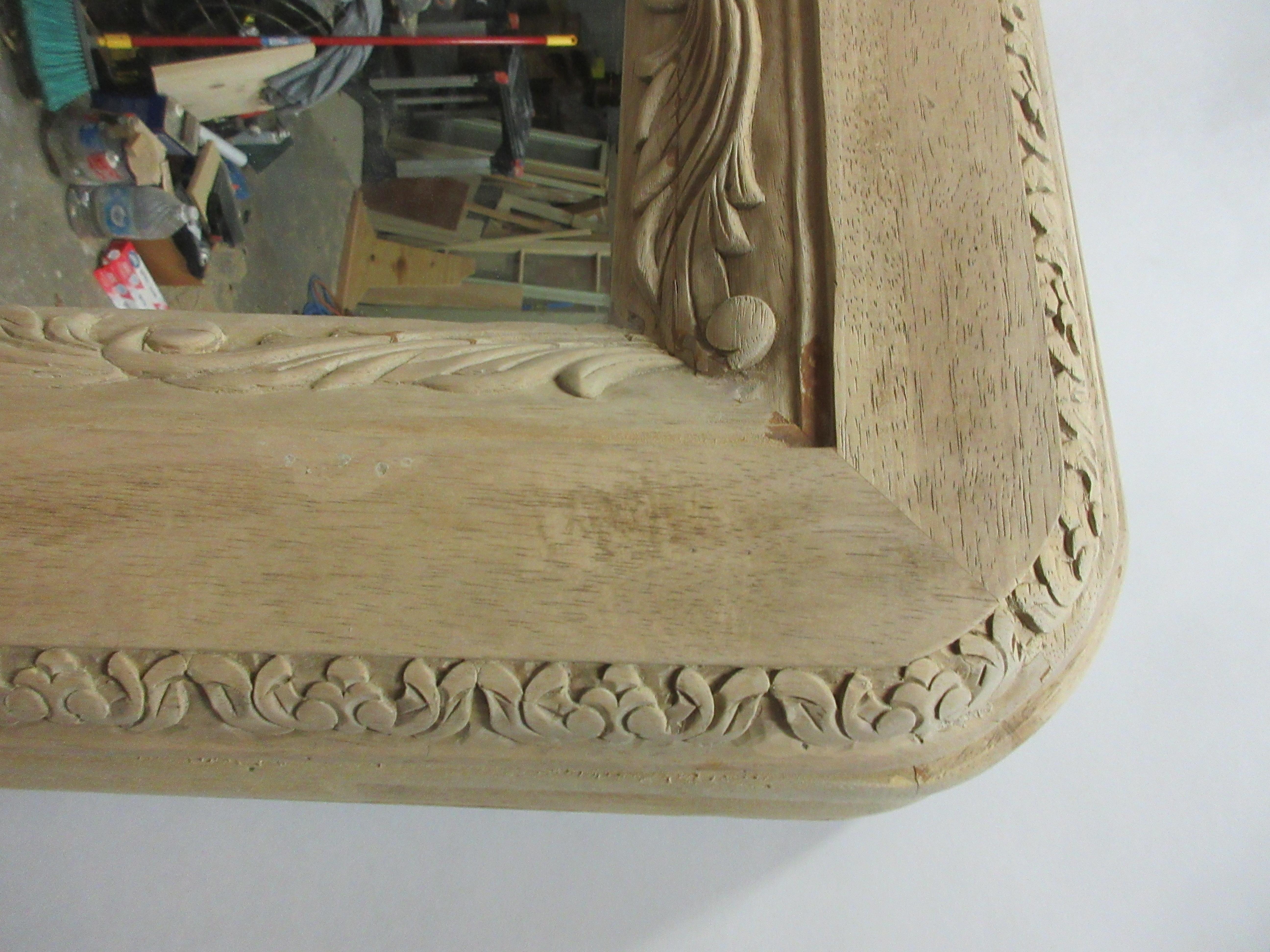 Vintage Hand Carved Rectangle Mirror For Sale 2