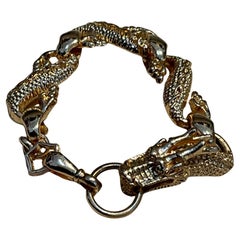 Vintage Hand-Carved Rose Gold Toned Dragon Bracelet