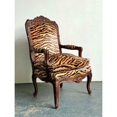 Vintage Hand Carved Scalamandre Fauteuil Chair